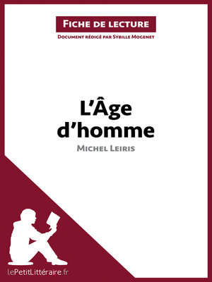 cover image of L'Âge d'homme de Michel Leiris (Fiche de lecture)